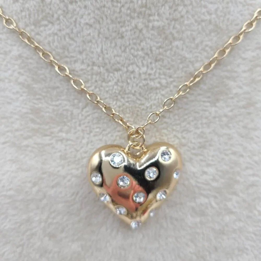 J Crew Factory Pave Puffy Gold Tone Heart NWT!  NEW!
